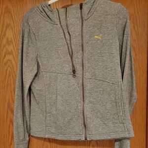 Gray women's Puma zip-up hoodie